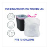 Drawstring Tall Kitchen Trash Bags, 13 Gal, 28" x 24", White, 120/Box
