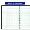 Undated Class Record Book, 35 Students, 9 To 10 Week Terms, 40-Week Span, Black Cover, 10.88 x 8.25 Sheets
