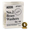 #2 Washers For Two-Prong Fasteners, 1.25" Diameter, Brass, 100/Box