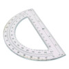 180 Degree Protractor, Plastic, 6" Ruler Edge/180 Degree, Clear