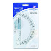 180 Degree Protractor, Plastic, 6" Ruler Edge/180 Degree, Clear