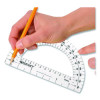 180 Degree Protractor, Plastic, 6" Ruler Edge/180 Degree, Clear