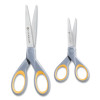 Titanium Bonded Scissors, 5" And 7" Long, 2.25" And 3.5" Cut Length, Straight Gray/Yellow Handle, 2/Pack