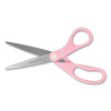 All Purpose Pink Ribbon Scissors, Breast Cancer Awareness, 8" Long, 3.5" Cut Length, Straight Pink Handle
