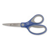 Kleenearth Soft Handle Scissors, 7" Long, 2.25" Cut Length, Straight Blue/Gray Handle
