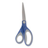 Kleenearth Soft Handle Scissors, 8" Long, 3.25" Cut Length, Straight Blue/Gray Handle