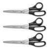 All Purpose Stainless Steel Scissors, 8" Long, 3.5" Cut Length, Offset Black Handle, 3/Pack