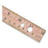 Three-Hole Punched Wood Ruler, Standard/Metric, 12" (30 Cm) Long, Natural Wood, 36/Box
