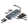 9-In-1 Usb Type-C Docking Station, 2 Hdmi/3 Usb C/Sd And Tf Slot/Rj45, Gray/Black