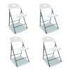Molded Resin Folding Chair, Supports Up To 225 Lb, 18.19" Seat Height, White Seat, White Back, Dark Gray Base, 4/Carton