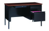 Single Pedestal Steel Desk, 45" x 24" x 29.5", Mocha/Black, Black Legs