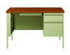 Single Pedestal Steel Desk, 45" x 24" x 29.5", Cherry/Putty