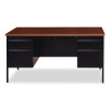 Double Pedestal Steel Desk, 60" x 30" x 29.5", Mocha/Black, Black Legs