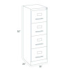Economy Vertical File, 4 Letter-Size File Drawers, Light Gray, 15" x 25" x 52"