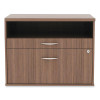 Alera Open Office Desk Series Low File Cabinet Credenza, 2-Drawer: Pencil/File, Legal/Letter, 1 Shelf,Walnut,29.5x19.13x22.88