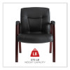 Alera Madaris Series Bonded Leather Guest Chair With Wood Trim Legs, 25.39" x 25.98" x 35.62", Black Seat/Back, Mahogany Base