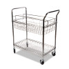 Carry-All Mail Cart, Metal, 1 Shelf, 1 Bin, 34.88" x 18" x 39.5", Silver