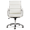 Alera Neratoli Mid-Back Slim Profile Chair, Faux Leather, Up To 275 Lb, 18.3" To 21.85" Seat Height, White Seat/Back, Chrome