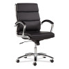Alera Neratoli Mid-Back Slim Profile Chair, Faux Leather, Supports Up To 275 Lb, Black Seat/Back, Chrome Base