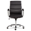 Alera Neratoli Mid-Back Slim Profile Chair, Faux Leather, Supports Up To 275 Lb, Black Seat/Back, Chrome Base