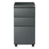 File Pedestal With Full-Length Pull, Left Or Right, 3-Drawers: Box/Box/File, Legal/Letter, Charcoal, 14.96" X 19.29" X 27.75"