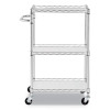 Three-Shelf Wire Cart With Liners, Metal, 3 Shelves, 450 Lb Capacity, 24" x 16" x 39", Silver