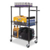 Three-Tier Wire Cart With Basket, Metal, 2 Shelves, 1 Bin, 500 Lb Capacity, 28" x 16" x 39", Black Anthracite
