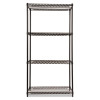 Nsf Certified Industrial Four-Shelf Wire Shelving Kit, 36w x 18d x 72h, Black