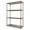 Nsf Certified Industrial Four-Shelf Wire Shelving Kit, 48w x 18d x 72h, Black