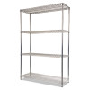 Nsf Certified Industrial Four-Shelf Wire Shelving Kit, 48w x 18d x 72h, Silver