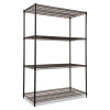 Nsf Certified Industrial Four-Shelf Wire Shelving Kit, 48"w x 24"d x 72"h, Black