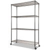 Nsf Certified 4-Shelf Wire Shelving Kit With Casters, 48w X 18d X 72h, Black Anthracite