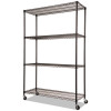Nsf Certified 4-Shelf Wire Shelving Kit With Casters, 48w X 18d X 72h, Black