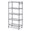 5-Shelf Wire Shelving Kit With Casters And Shelf Liners, 36w X 18d X 72h, Black Anthracite