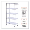 5-Shelf Wire Shelving Kit With Casters And Shelf Liners, 36w X 18d X 72h, Silver