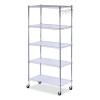 5-Shelf Wire Shelving Kit With Casters And Shelf Liners, 36w X 18d X 72h, Silver
