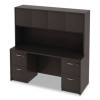 Alera Valencia Series Hutch With Doors, 4 Compartments, 64.75w x 15d x 35.38h, Espresso
