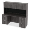 Alera Valencia Series Hutch With Doors, 4 Compartments, 70.63w x 15d x 35.38h, Gray