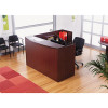 Alera Valencia Series Reception Desk With Transaction Counter, 71" X 35.5" X 29.5" To 42.5", Mahogany