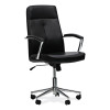 Leather Task Chair, Supports Up To 275 Lb, 18.19" To 21.93" Seat Height, Black Seat, Black Back