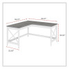L-Shaped Farmhouse Desk, 58.27" x 58.27" x 29.53", Gray/White