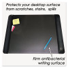 Executive Desk Pad With Antimicrobial Protection, Leather-Like Side Panels, 24" x 19", Black