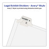 Preprinted Legal Exhibit Side Tab Index Dividers, Avery Style, 10-Tab, 70, 11 X 8.5, White, 25/Pack, (1070)