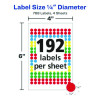 Handwrite Only Self-Adhesive Removable Round Color-Coding Labels, 0.25" Dia, Assorted, 192/Sheet, 4 Sheets/Pack, (5795)