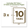 Customizable Table Of Contents Ready Index Dividers With Multicolor Tabs, 10-Tab, 1 To 10, 11 X 8.5, White, 3 Sets