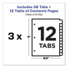 Customizable Table Of Contents Ready Index Dividers With Multicolor Tabs, 12-Tab, 1 To 12, 11 X 8.5, White, 3 Sets