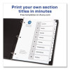 Customizable Toc Ready Index Black And White Dividers, 8-Tab, 1 To 8, 11 x 8.5, 1 Set
