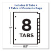 Customizable Toc Ready Index Multicolor Tab Dividers, 8-Tab, 1 To 8, 11 x 8.5, White, Traditional Color Tabs, 1 Set