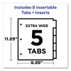 Insertable Big Tab Plastic Three-Pocket Corner Lock Dividers, 5-Tab, 11.13 X 9.25, Assorted, 1 Set