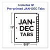 Preprinted Laminated Tab Dividers With Gold Reinforced Binding Edge, 12-Tab, Jan. To Dec., 11 x 8.5, Buff, 1 Set